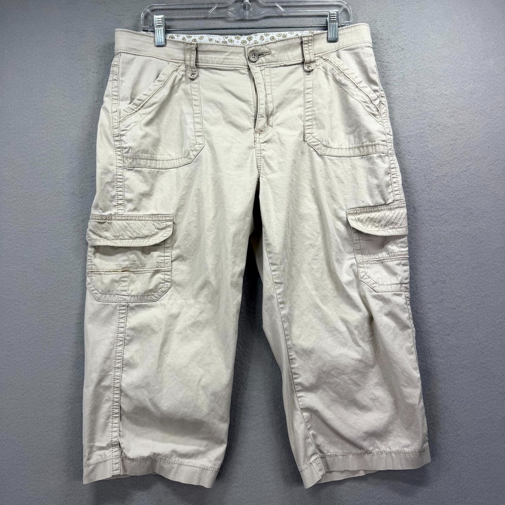 Lee Sinfully Soft Crop Pants Womens 12M Fits 34x19* Beige Cargo Pockets Utility